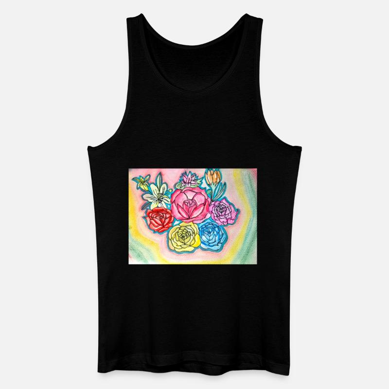 Flowers - Männer Bio Tank Top - Schwarz