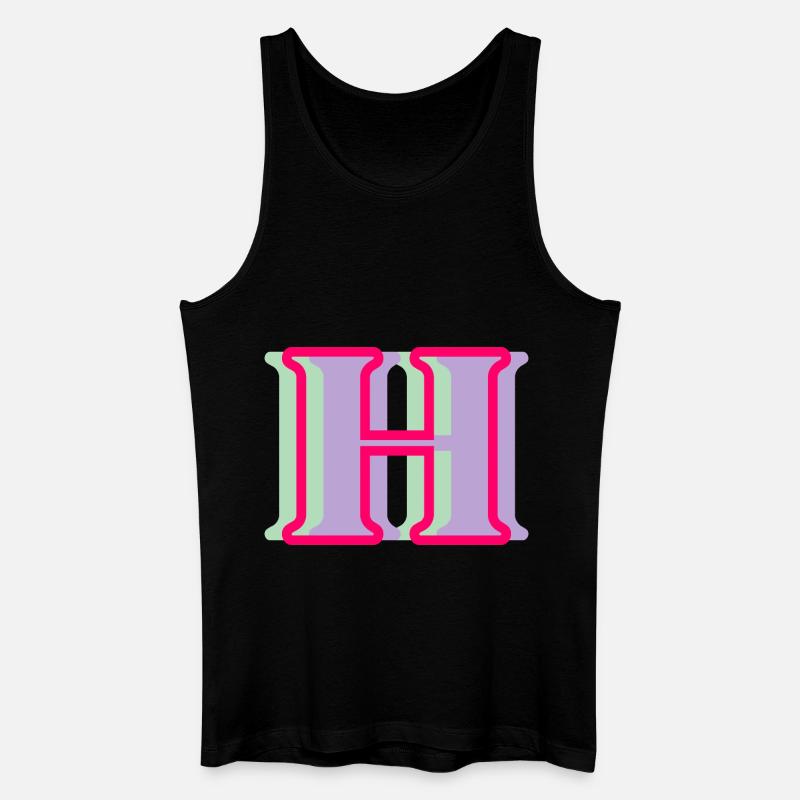 Mehrfarbiger Buchstabe h - Männer Bio Tank Top - Schwarz