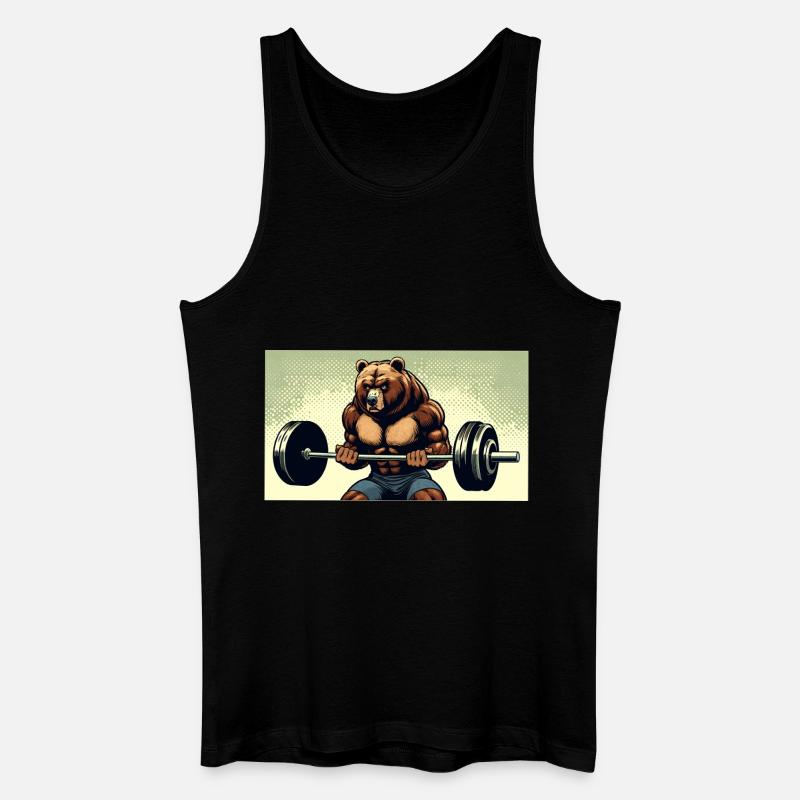 CurlBear – Der Hantel-Champion - Männer Bio Tank Top - Schwarz
