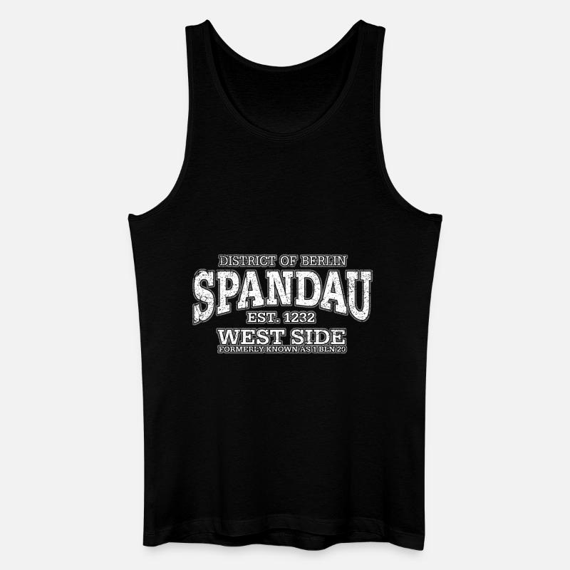 Berlin Spandau (oldstyle white print) - Männer Bio Tank Top - Schwarz