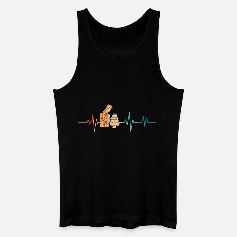 Retro Gebäck Herzschlag - Männer Bio Tank Top - Schwarz