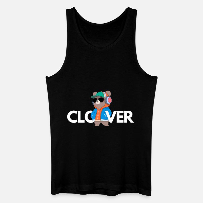 Clover teddy White Edition - Männer Bio Tank Top - Schwarz