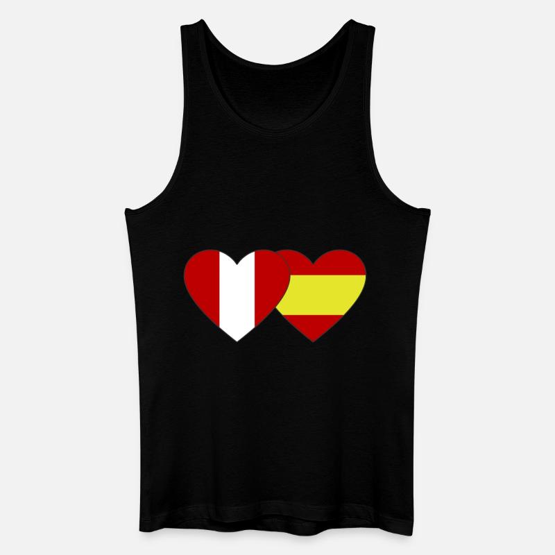 Peru Spanien Flagge Herz - Männer Bio Tank Top - Schwarz