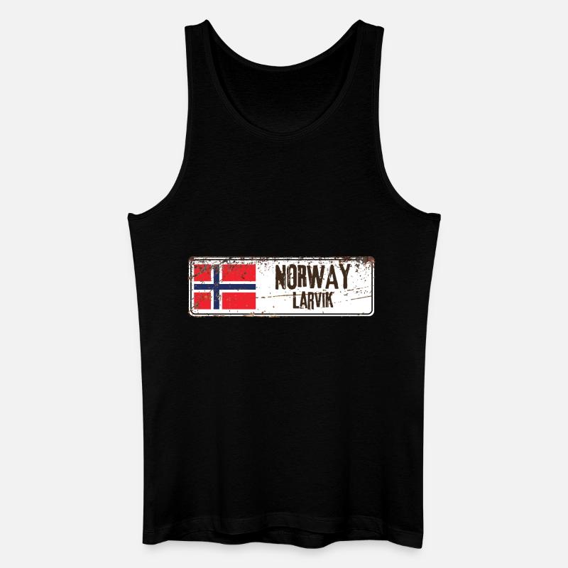 Larvik Norwegen Flagge - Männer Bio Tank Top - Schwarz