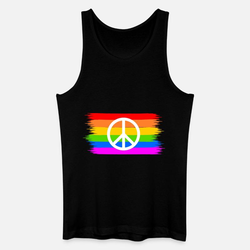 Peacezeichen auf LGBT Regenbogenfahne - Männer Bio Tank Top - Schwarz