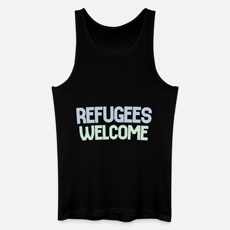 Flüchtlinge willkommen retro - Männer Bio Tank Top - Schwarz