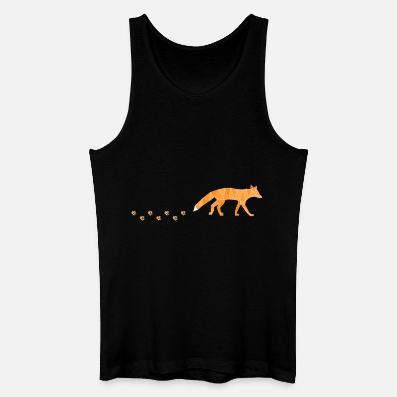 Polygonal Fox with Footprints - Männer Bio Tank Top - Schwarz