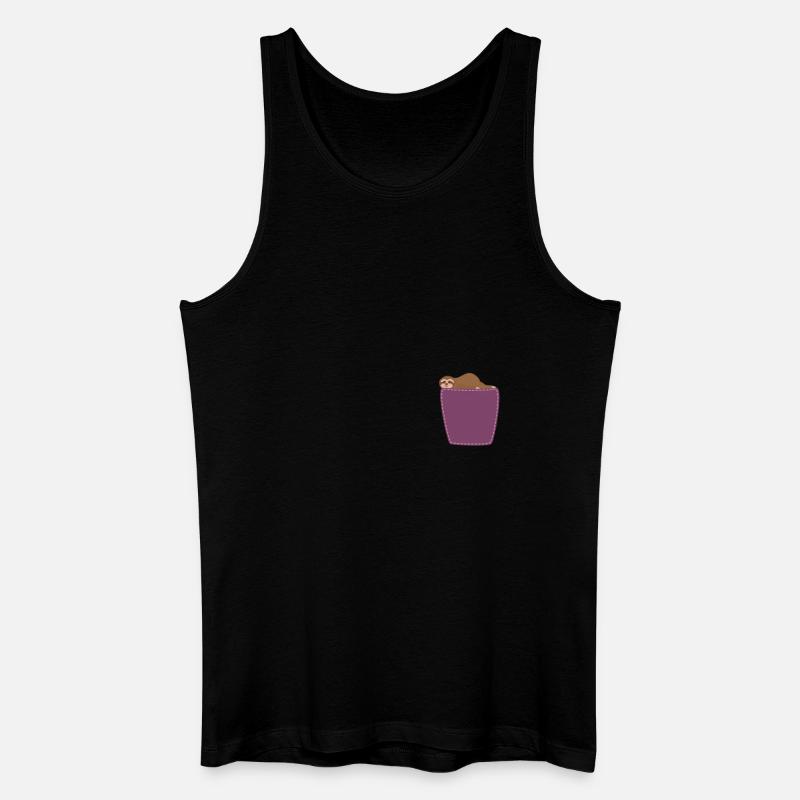 Faultier in der Brusttasche Sloth - Männer Bio Tank Top - Schwarz