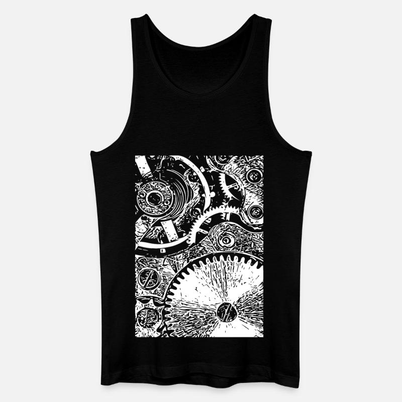 Zahnrad Clockwork Muster - Männer Bio Tank Top - Schwarz