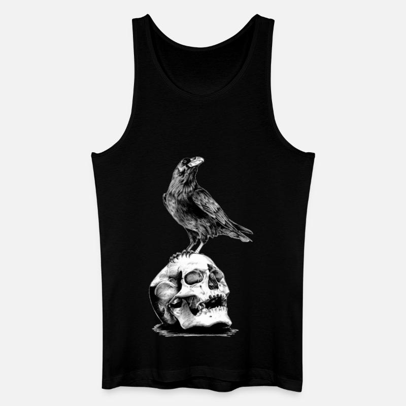 Skull mit Krähe - Männer Bio Tank Top - Schwarz
