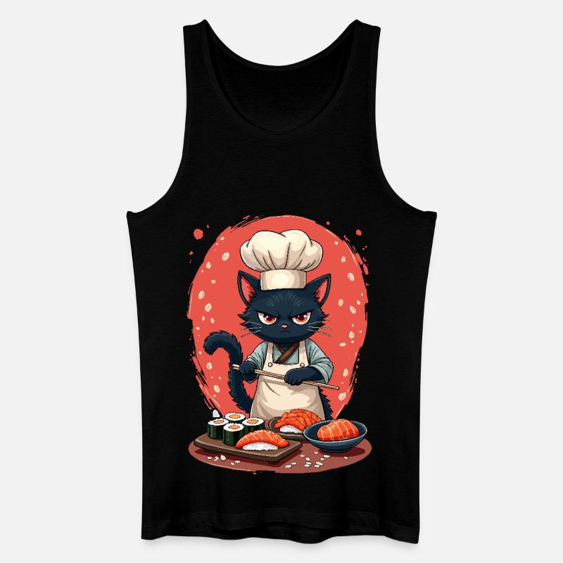 Sushi Chef Katze - Männer Bio Tank Top - Schwarz