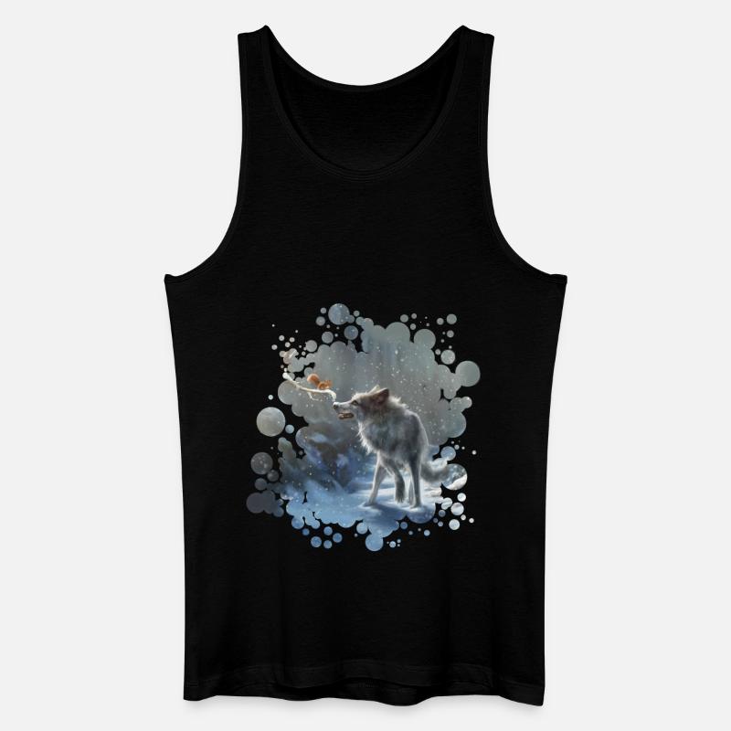 Wolf Eichhörnchen Winter - Männer Bio Tank Top - Schwarz