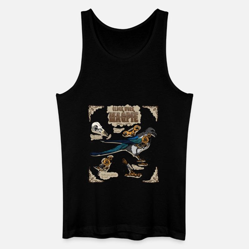 Steampunk Uhrwerk Magpie - Männer Bio Tank Top - Schwarz