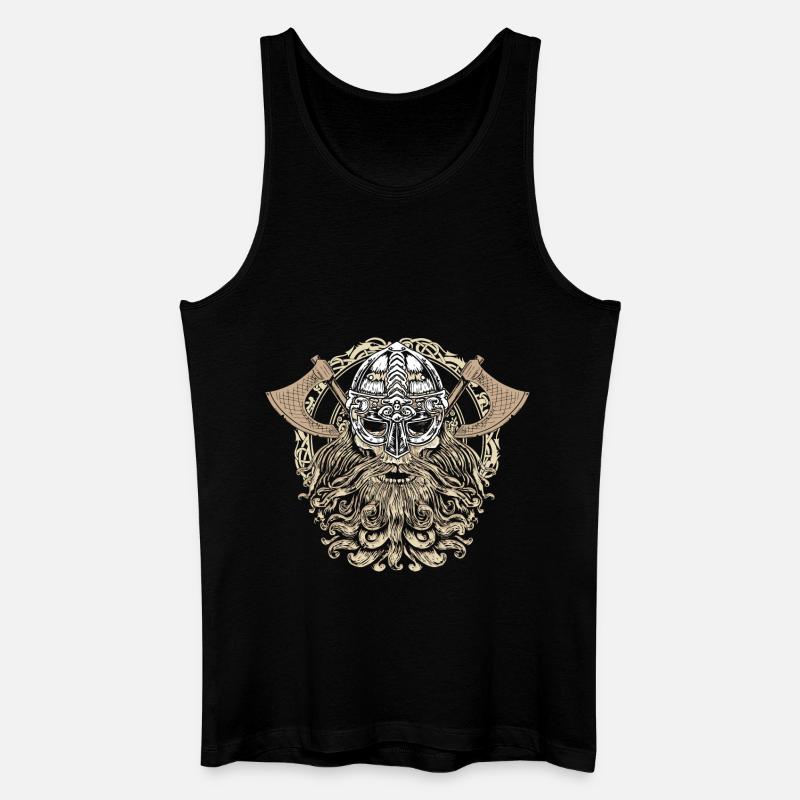Wikinger Kopf Schädel Bart Walhalla Odin Geschenk - Männer Bio Tank Top - Schwarz