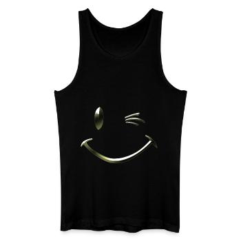 Shirt mit Smiley Zwinkern von Custom - Männer Bio Tank Top - Schwarz - Vorne
