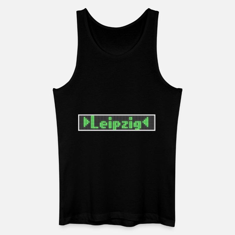 Leipzig LED Display Gruen - Männer Bio Tank Top - Schwarz