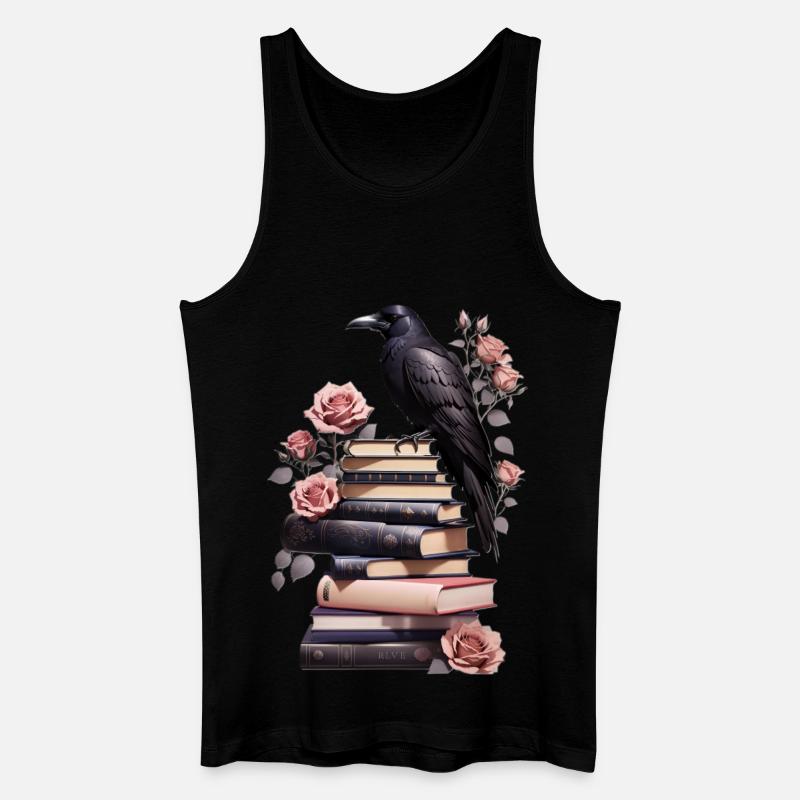 Bücherstapel mit Rabe - Männer Bio Tank Top - Schwarz