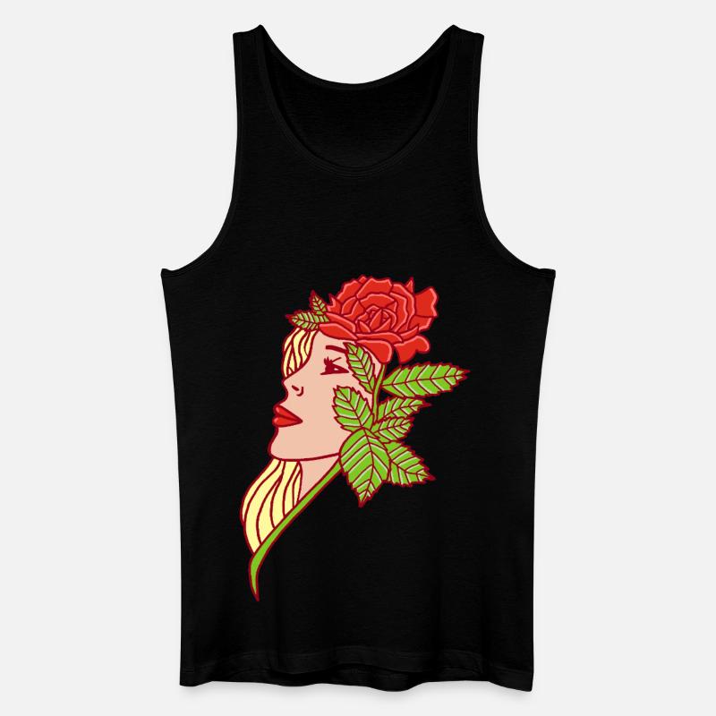 Die junge Frau und die Rose - Männer Bio Tank Top - Schwarz