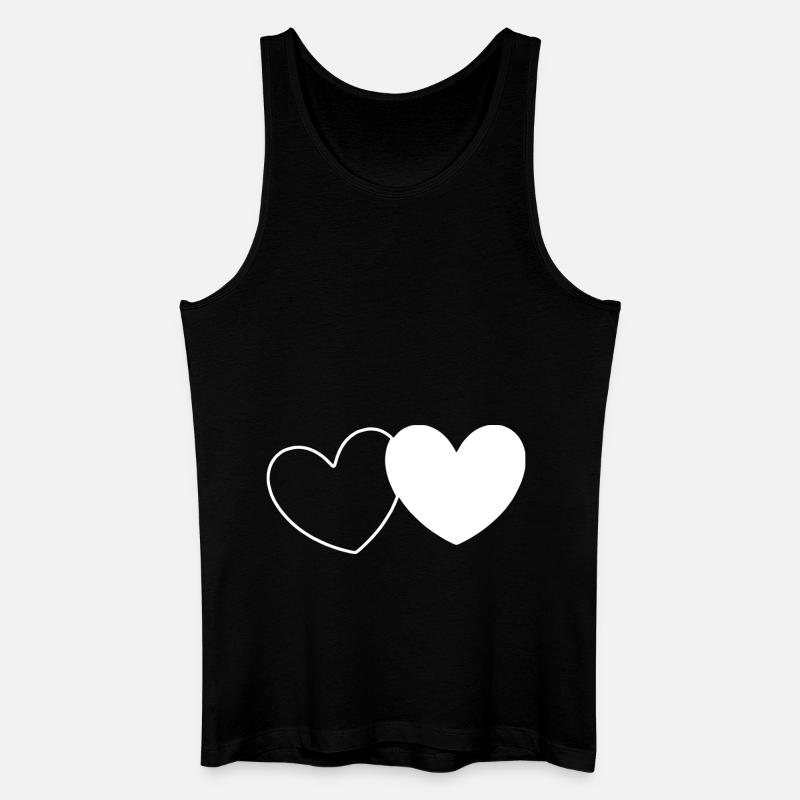 Weißes Herz - Männer Bio Tank Top - Schwarz
