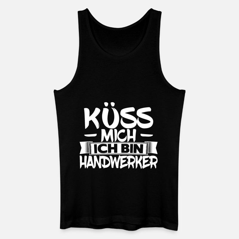 Küss mich ich bin Handwerker - Männer Bio Tank Top - Schwarz