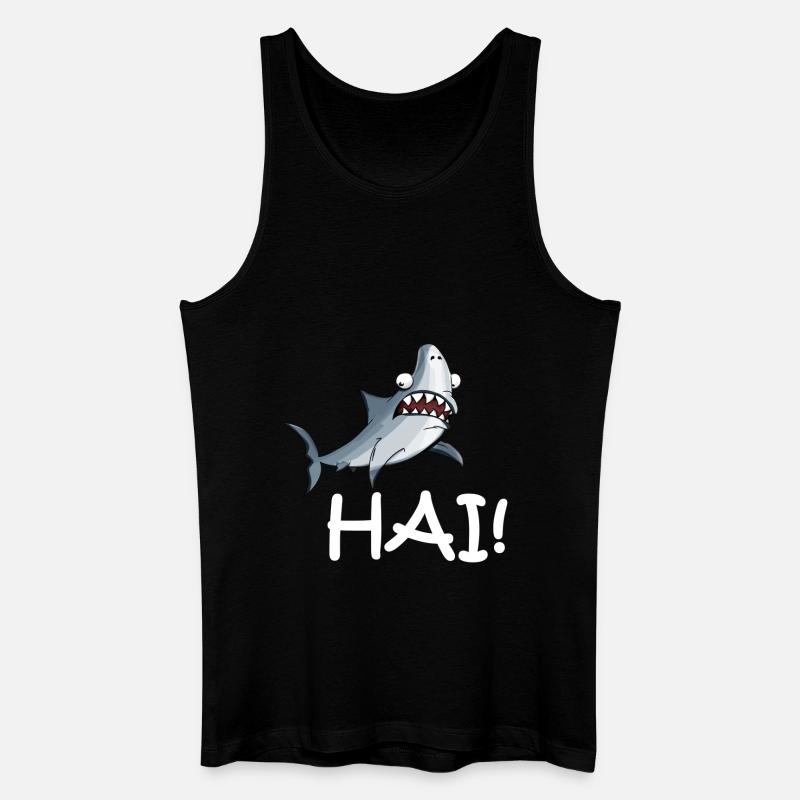Hai mit Schriftzug - Männer Bio Tank Top - Schwarz