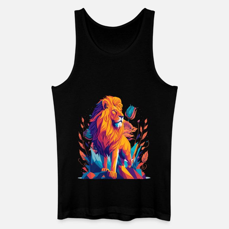 Majestätischer Löwe Polygon - Männer Bio Tank Top - Schwarz