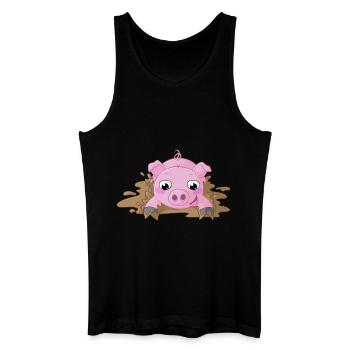 Éclaboussures, dessin animé, cochon - Débardeur bio Homme - noir - Devant