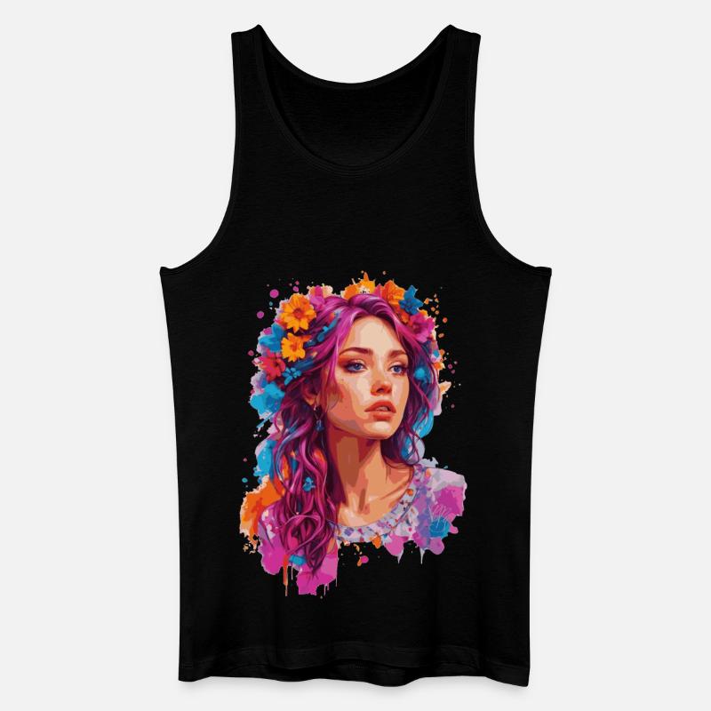 Mädchen mit Blumen 🌸 - Männer Bio Tank Top - Schwarz