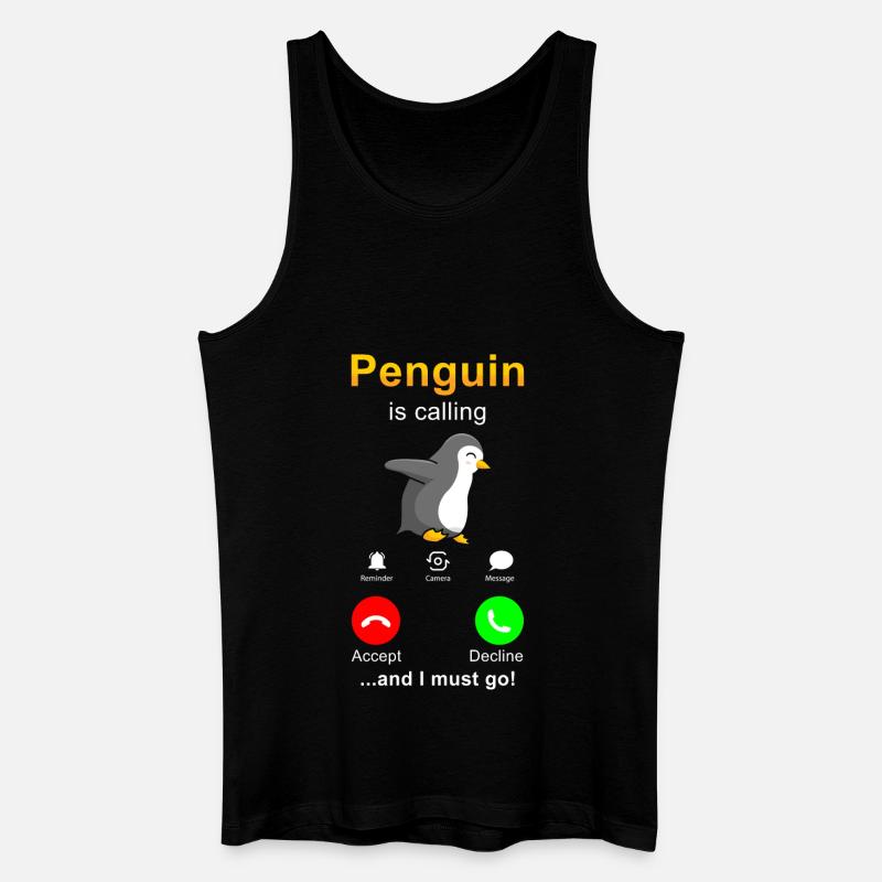 Pinguin is calling - Männer Bio Tank Top - Schwarz