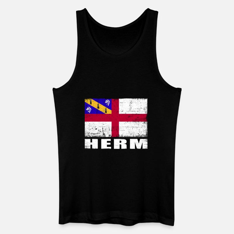 Drapeau Herm Grunge Drapeau Herm - Débardeur bio Homme - noir
