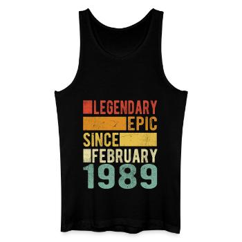 Anniversaire février 1989 Épopée légendaire - Débardeur bio Homme - noir - Devant