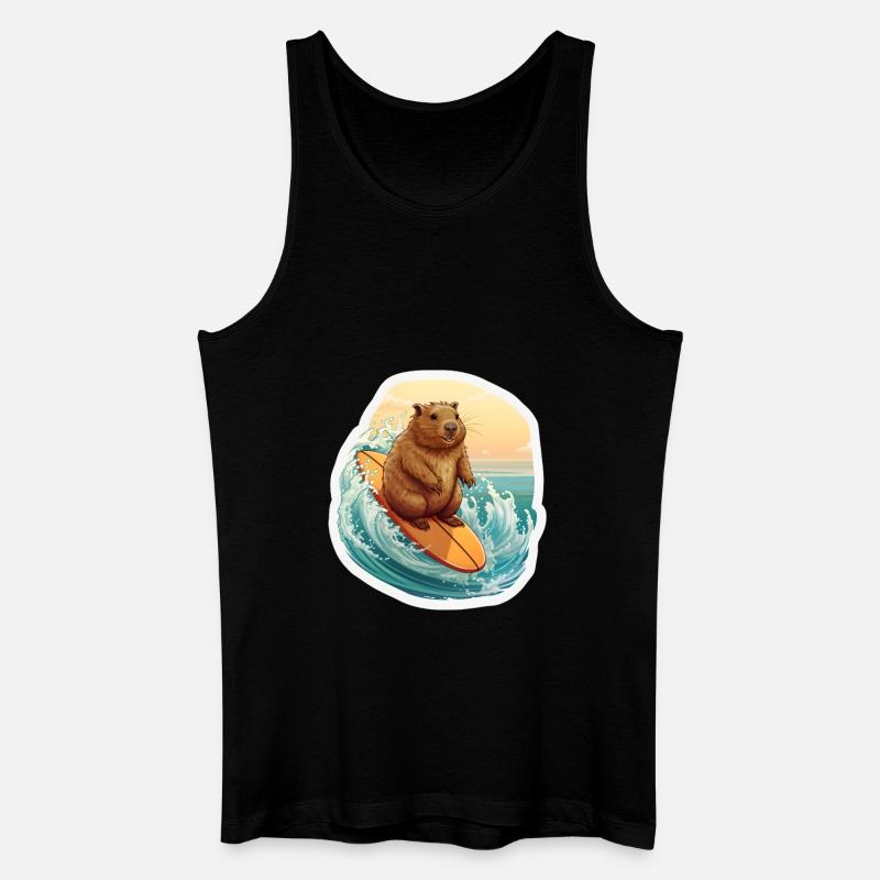 Capybara Surfer - Männer Bio Tank Top - Schwarz