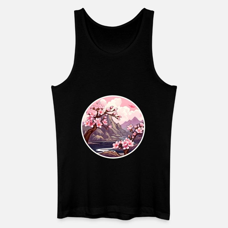Kirschblütenbaum - Männer Bio Tank Top - Schwarz