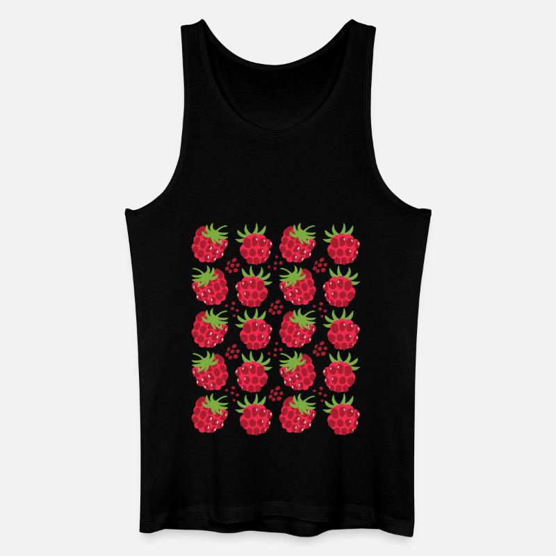 Raspberry Berries Fruit Pattern - Men’s Organic Tank Top - black