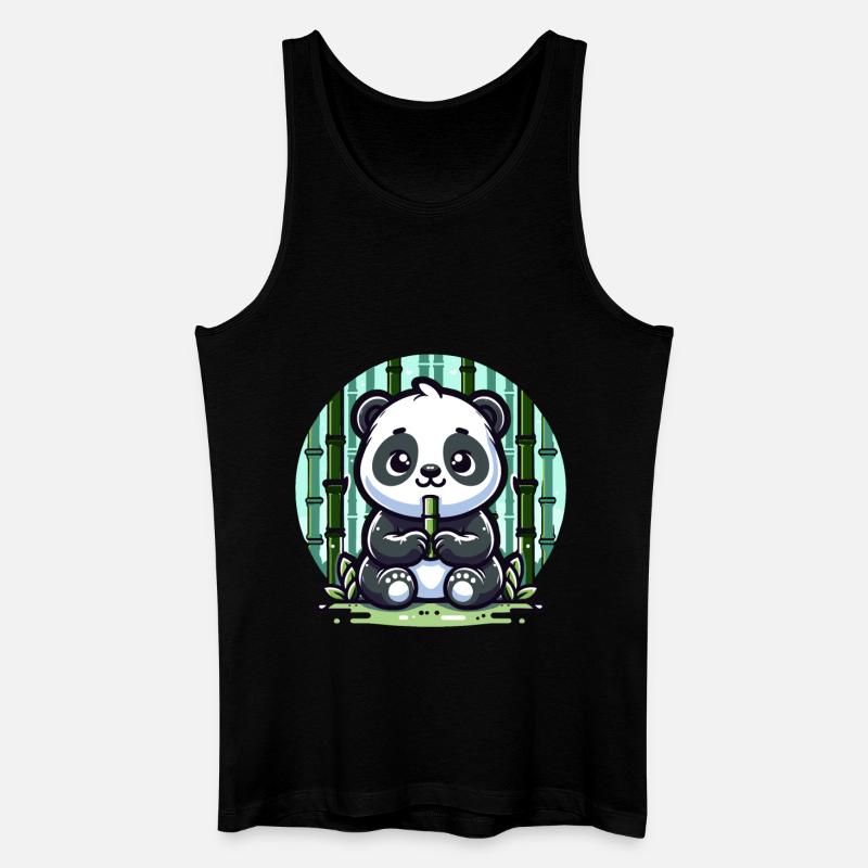 Panda Bambus - Männer Bio Tank Top - Schwarz