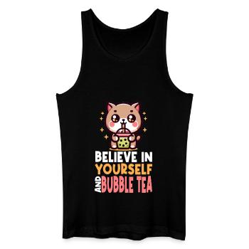 Kawaii Cat Bubble Tea Boba Drink Koreanisch Asiatisch - Männer Bio Tank Top - Schwarz - Vorne