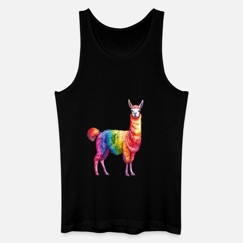 Buntes Regenbogen Lama - Männer Bio Tank Top - Schwarz