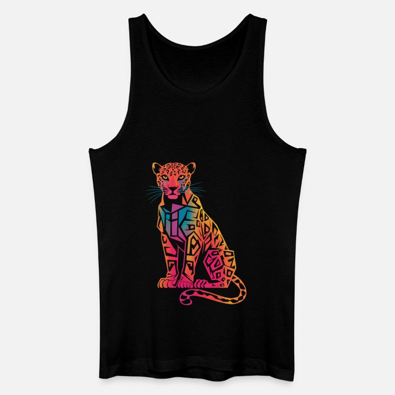 Farbenfroher Geometrischer Leopard - Männer Bio Tank Top - Schwarz