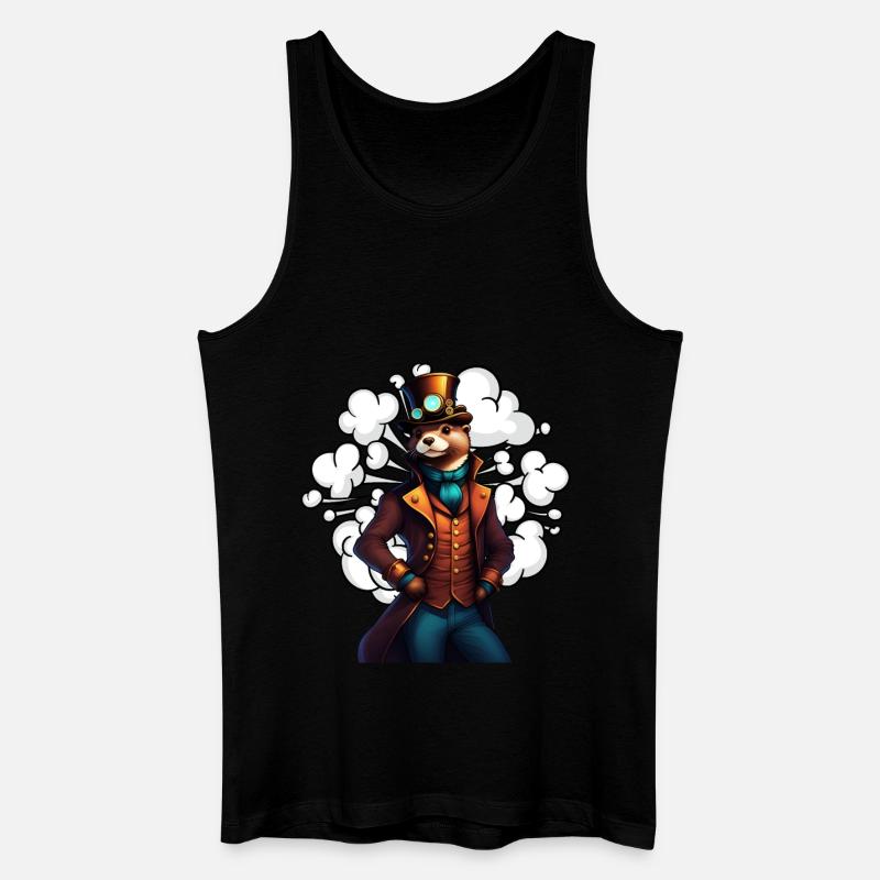 Erfindergeist Otter Steampunk Technikotter - Männer Bio Tank Top - Schwarz