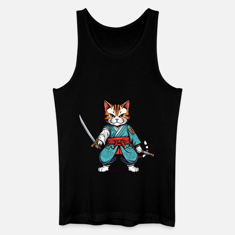 Samurai-Katze - Männer Bio Tank Top - Schwarz