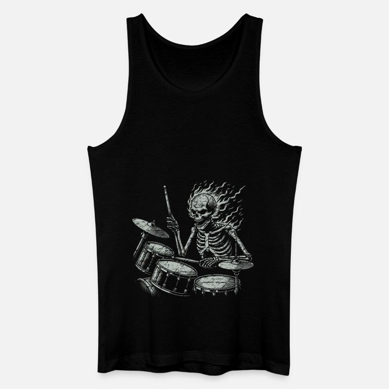 Drummer Skull Skelett am Drumset - Männer Bio Tank Top - Schwarz