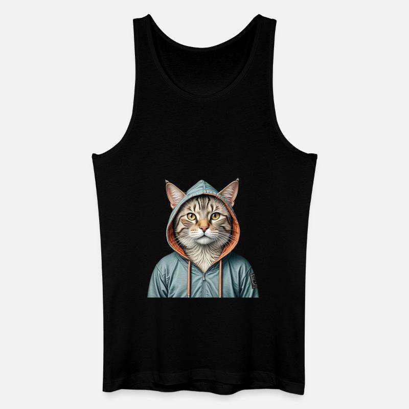 Katze trägt eine Jacke - Männer Bio Tank Top - Schwarz