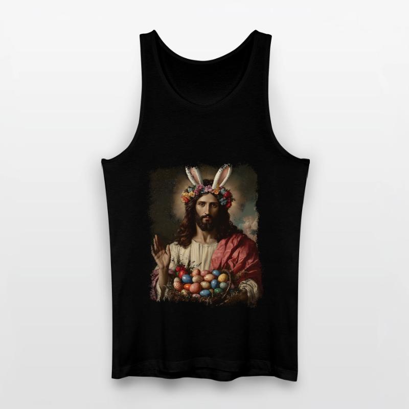 Jesus Christ at Easter with Easter eggs Men’s Organic Tank Top