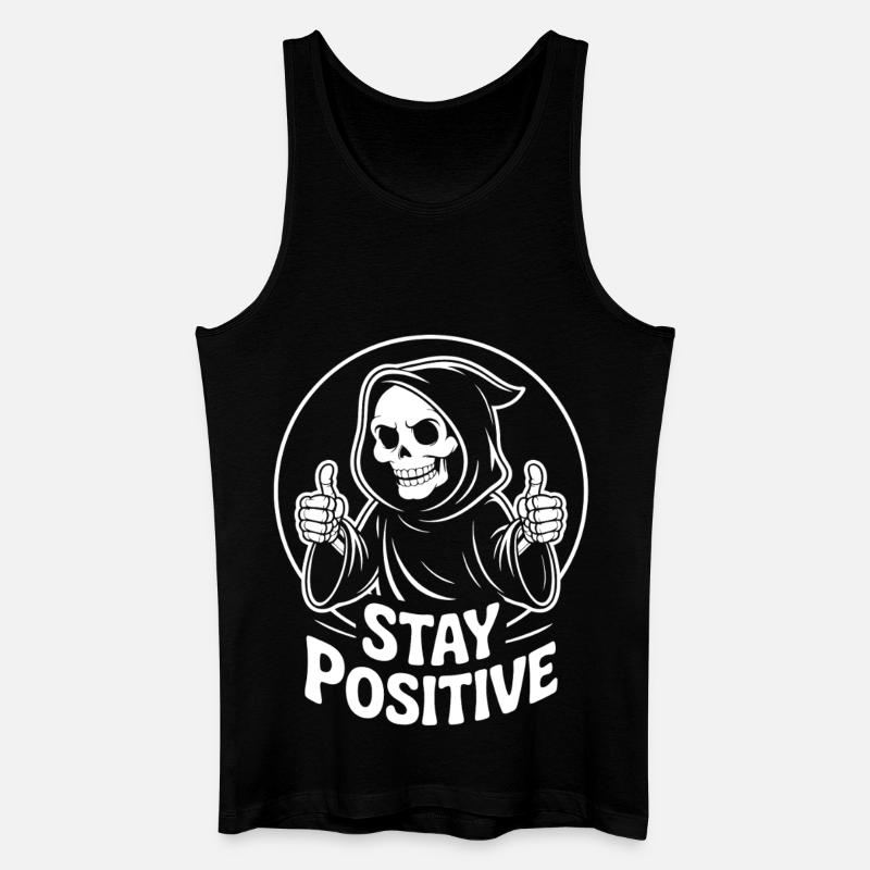 Skelett Grim Reaper Stay Positive - Männer Bio Tank Top - Schwarz