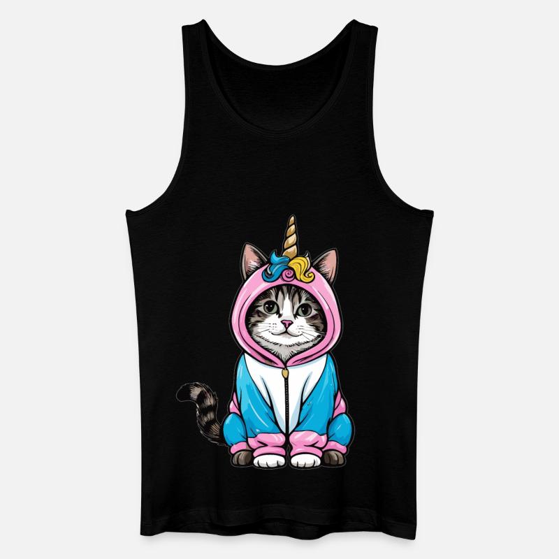Einhorn Katze - Männer Bio Tank Top - Schwarz