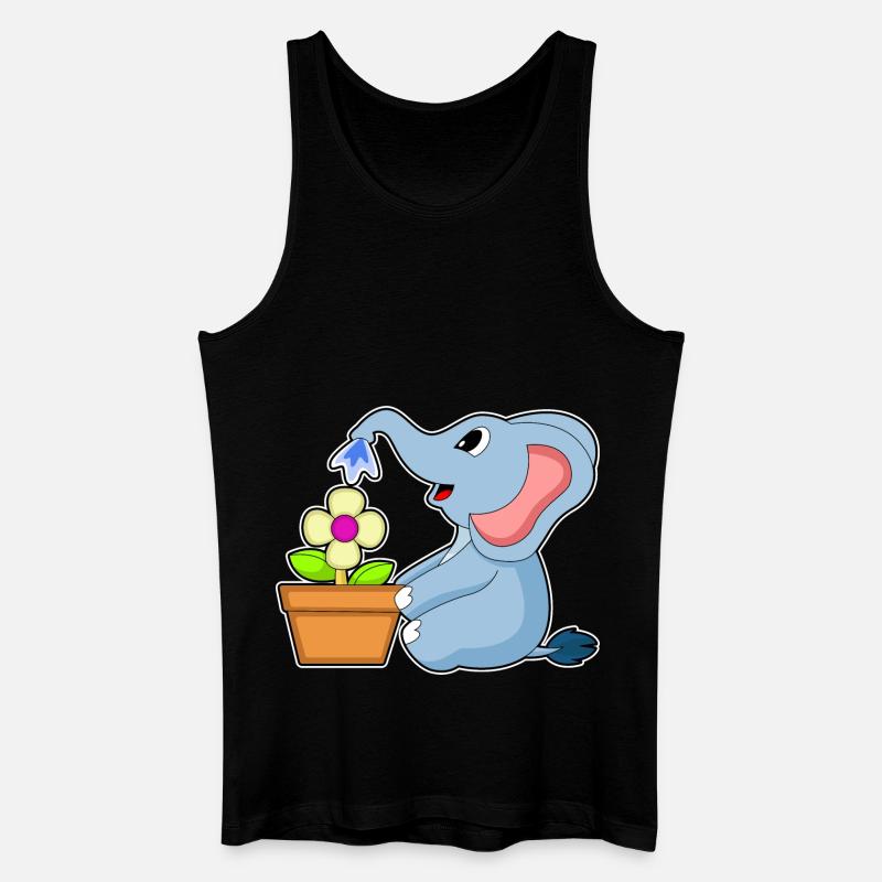 Elefant Blumentopf Blume - Männer Bio Tank Top - Schwarz