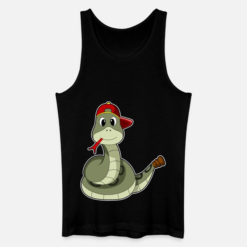 Schlange mit Cap - Männer Bio Tank Top - Schwarz