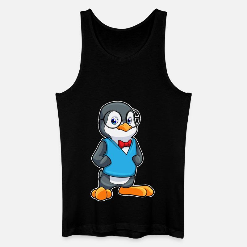 Pinguin als Nerd mit Brille - Männer Bio Tank Top - Schwarz