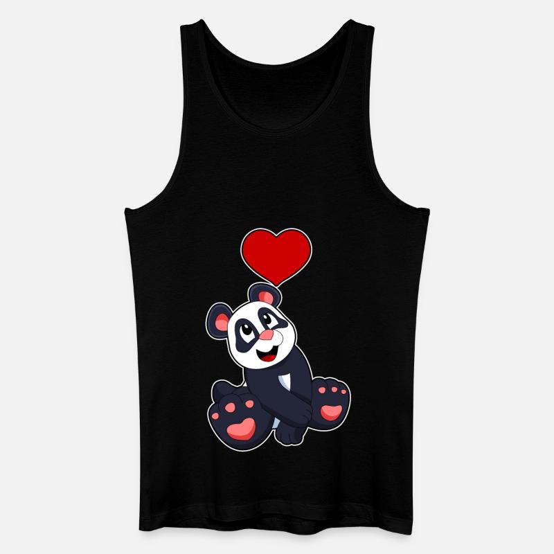 Panda mit Herz - Männer Bio Tank Top - Schwarz