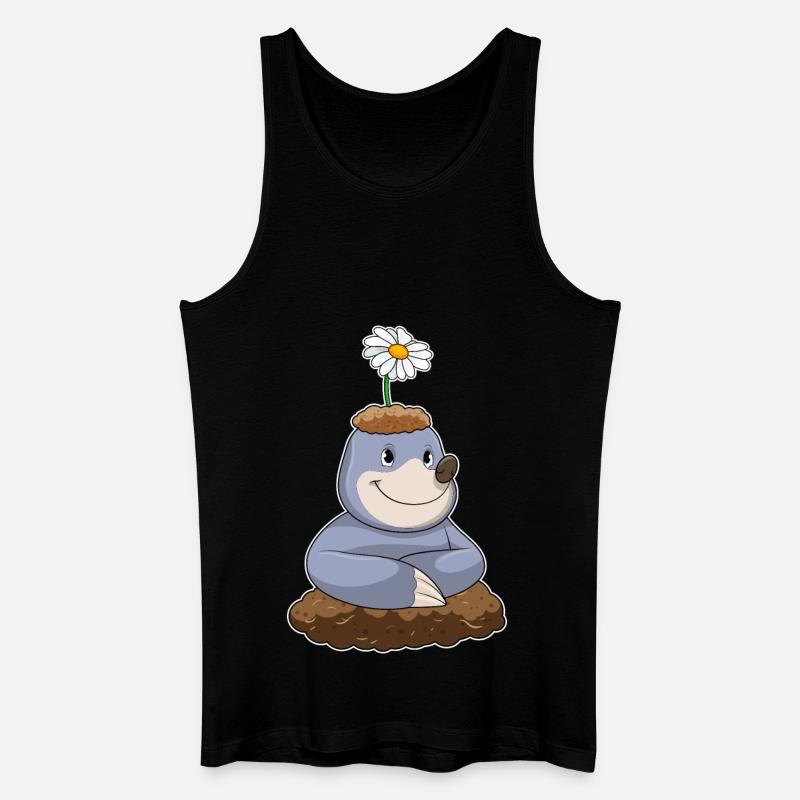Maulwurf mit Gänseblümchen Blume - Männer Bio Tank Top - Schwarz